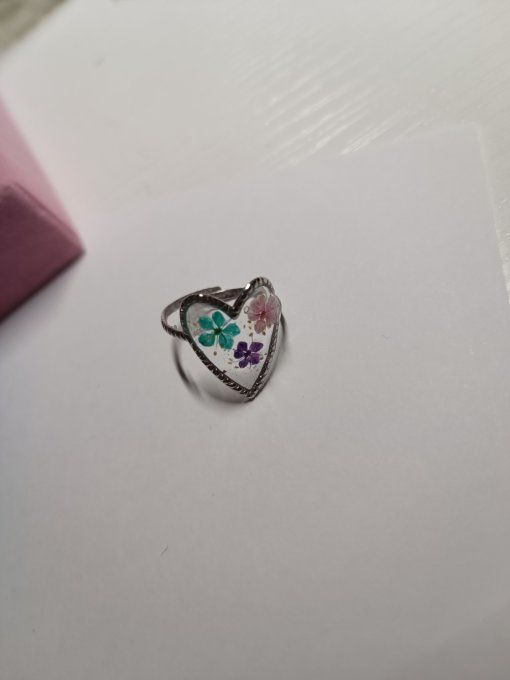 Bague coeur fleuri